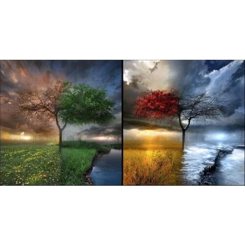 Four Seasons Decor Art Film Print Silk Poster Home Wall Decor 24x36inch