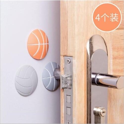 4PCS Round Half Basketball Rubber Crash Pad Door Mute Wall Mat Thick Door Handle Security Protective Stickers 5CM