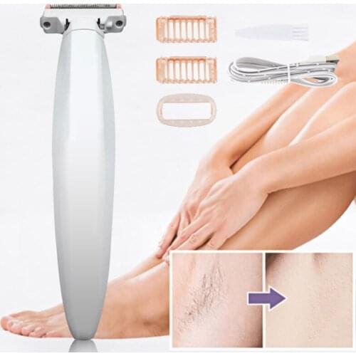 Painless Women Shaver Privates Hair Trimmer Female Body Haircut Leg Underarm Electric Hair Removal USB Rechargeable With 3 Comb