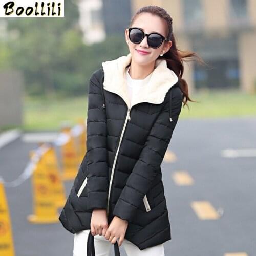 Boollili Parkas Mujer Invierno 2020 Warm Winter Coat Women Fur Collar Hooded Female Jacket Slim Ladies Coats Abrigo Mujer