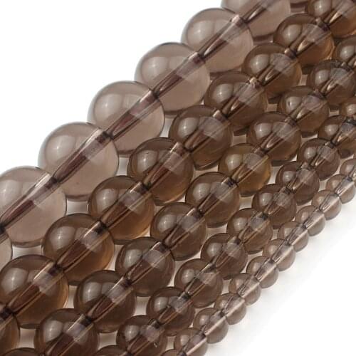 Natural Smoky Quartzs Crystal Stone Beads Round Loose Bead For Jewelry Making DIY Bracelet Necklace 15'' Pick Size 4/6/8/10/12mm