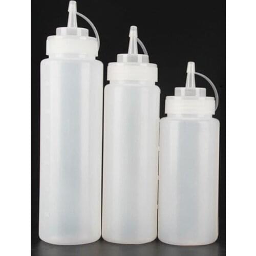 240ml/360ml/450ml Squeeze Condiment Bottles With On Cap Lids Ketchup Mustard Hot Sauces Olive Oil Bottles Kitchen Accessories