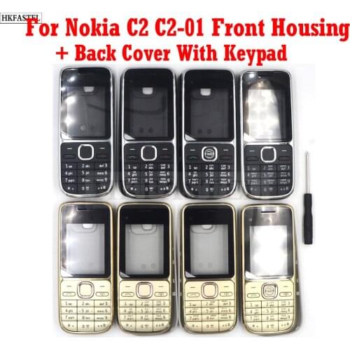 For Nokia c2-01 New Mobile Phone Housing Cover Case+English / Russian / Arabic / Hebrew Keypad ( Not Middle cover )