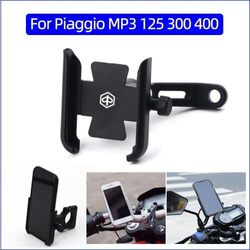 For Piaggio MP3 125 300 400 (MP3 lt 300ie) Motorcycle CNC Mobile Phone Holder GPS Navigator Rearview Mirror Handlebar Bracket