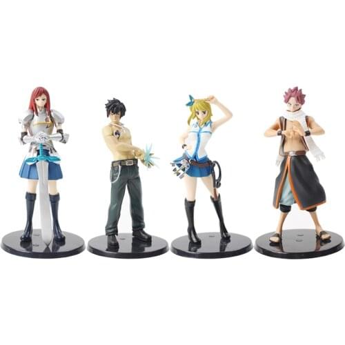 14-15cm Fairy Tail Erza Scarlett Grey Fullbuster Lucy Heartfilia Natsu Dragnir PVC Action Figure Collectible Model Toy Doll