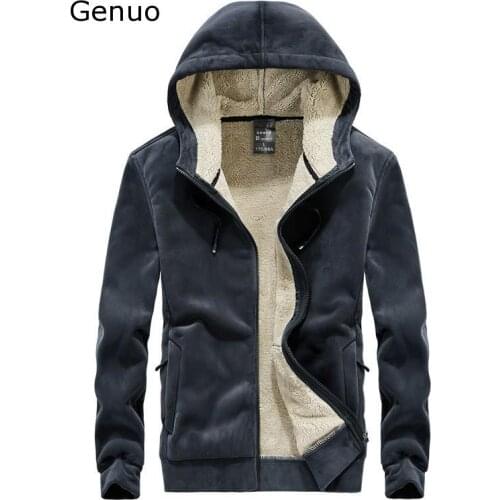 Genuo Winter Mens Bomber Jackets Casual Mens Outwear Windbreaker Hooded Coats Mens Slim Fleece Thick Warm Jackets Clothing 8XL
