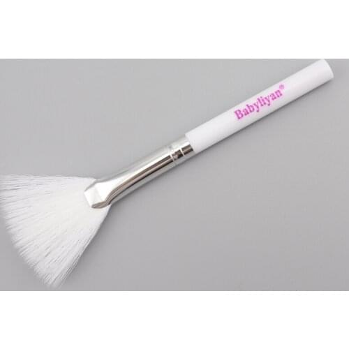 Hot Small White Facial Fan Brush Mud Mask- Powder Highlighter Bronzer Portable Plastic Handle Cosmetic Tool Beauty