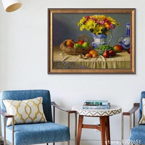 Cotton no frame classical still life fruit flowers canvas printings oil painting printed on cotton wall art decoration pictures