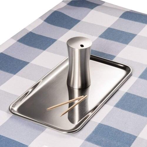 Small Toothpick Holder Dispenser Storage Organizer Stainless Steel (Silver)