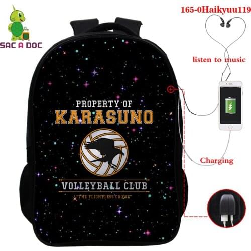 New Haikyuu Backpack Multifunction USB Charging 3d Haikyuu Travel Anime Student Backpacks for Teenagers Boys Girls School Bags