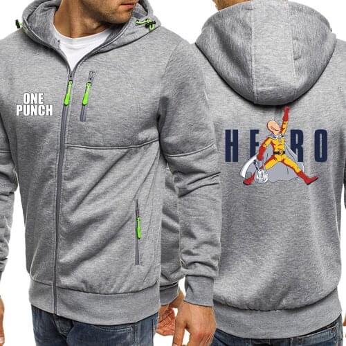 Men Hoodies Printed Japanese Anime One Punch Casual Mens Sweatshirts 2019 Autumn Winter Fleece Hooded Jackets Male Coat Hoodie