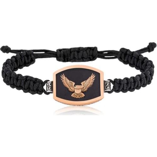 Silver Eagle Macrame Men 'S Bracelet