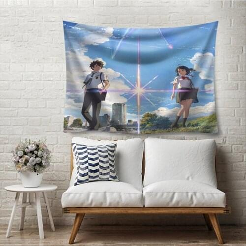 Movie Japan Your Name Anime Tapestry Wall Hanging Polyester Fabric Film Tapestry Blanket 200X150cm Bedroom Decor for Gifts Large