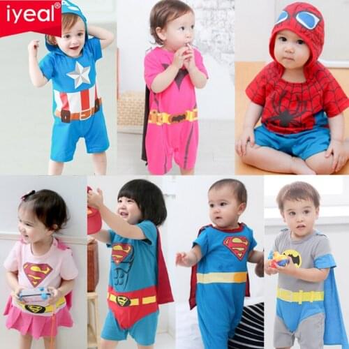 IYEAL New Fashion Summer Short Sleeve Rompers Baby Climbing Clothes Cotton Thin Jumpsuit Newborn Baby Boys Girls Cartoon Clothes