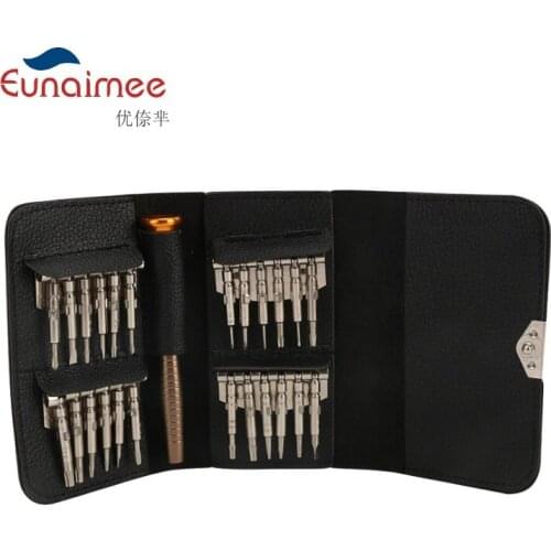 New arrival mini portable leather wallet 24 in 1 Precision Screw Driver 60HRC Magnetic Bits Kit Tools for repairing mobile