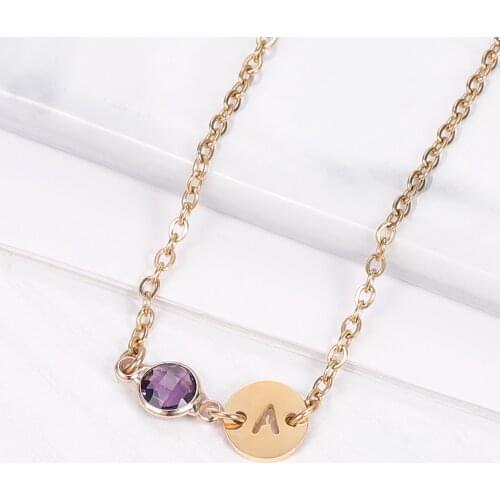 Custom Initial necklace For Women Jewelry Personalized Round 26 English Letters Charm Pendant Stainless Steel Necklace Gift