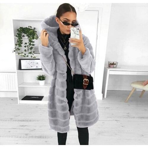 Winter Casual Solid Teddy Coat Women Long Sleeve Fleece Long Jacket Hooded Lamb Fur Coat Outerwear Fourrure female warm Faux Fur