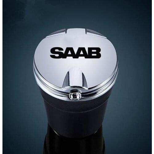 New Car personality DIY Design smoke ashtray with light for SAAB 9-3 9-5 93 95 900 9000 Interior car Accessories with SAAB logo