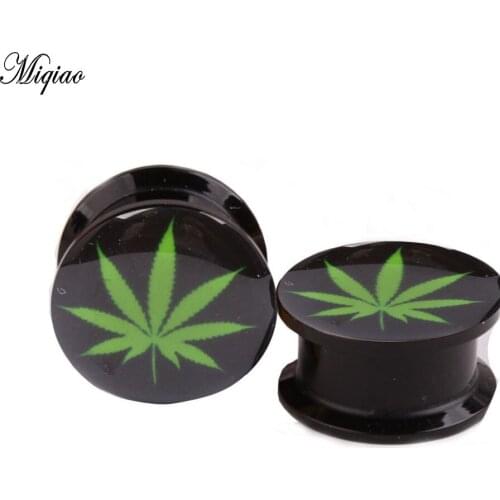 Miqiao 2pcs New Product Explosion Type Leaf Cylindrical Pulley Ear Expansion 4mm-25mm Exquisite Human Body Piercing Jewelry