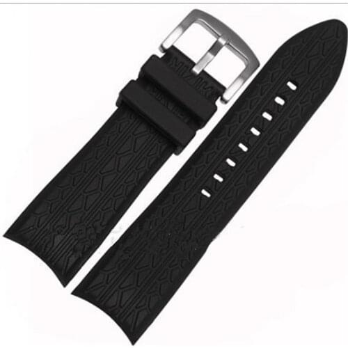 High-end 24mm black silicone strap for bracelet Porsche design p6612 watch strap watchbands belt Wristband Replacement belt