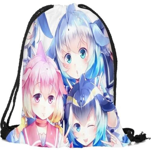 Custom KEMONO FRIENDS Drawstring Backpack Silk Soft Bag Travel Beach School Backpack More Size Custom You Image