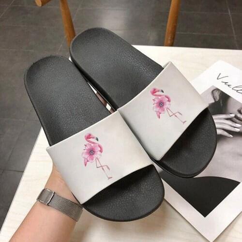 Women slippers Cartoon Flamingo Beach Slides shoes woman Bathroom Slide Sandals Women Couple Girls Shoes flip flops