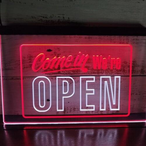 SS045 Come In We're OPEN Shop cafe Bar Display Dual Color LED Neon Sign