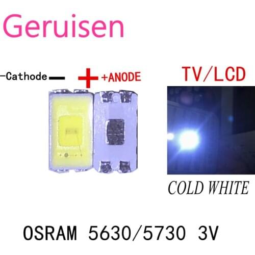 100PCS FOR LED Backlight 0.5W 5630 3V Cool white LCD Backlight for TV TV Application PT56W03 5730
