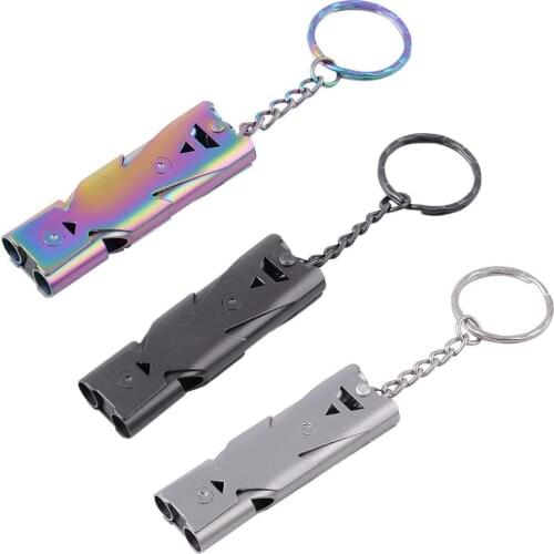 Emergency Survival Whistle Stainless Steel Whistles with Keychain Camping Hiking Super Loud Whistles Outdoor Emergency Whistles
