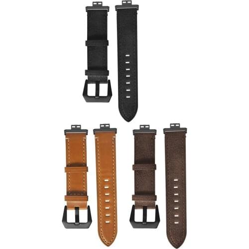 Comfortable And Soft Stainless Steel Plating Buckle Vintage Texture Handmade Leather Strap For HUAWEI Watch