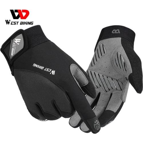 WEST BIKING Bicycle Gloves Winter Warm Touch Screen Mitten Full Finger gloves For Men Women Running Fishing MTB Cycling Gloves