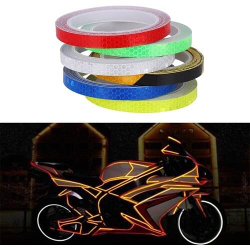 7 Colors Waterproof Motorcycle Rim Tape Reflective Wheel Stickers Decals Warning Effect Vinyl Bike Rim Decoration Tire Applique