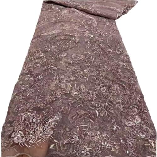 High grade emerald beaded African sequins net lace fabric fully embroidered (5yards/pc) French lace for party dress QC-335