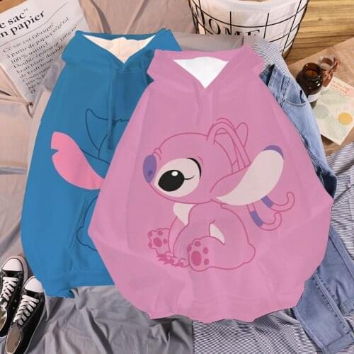 Disney Couple Top Womens Fashion Mickey Minnie Printed Harajuku Sweatshirt Top Women Oversized Long Sleeve Couple Hoodie