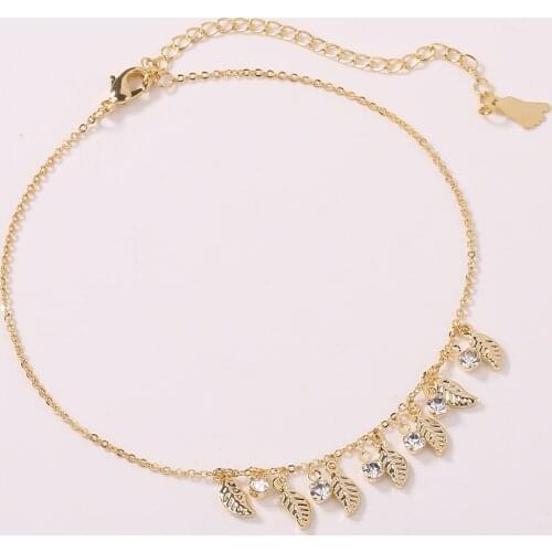 2021 Fashion New Anklet for Women Gold Leaf Design Anklet Tassels Ankle Bracelet Accessories Jewelry Gift Boho Beach Foot Chain