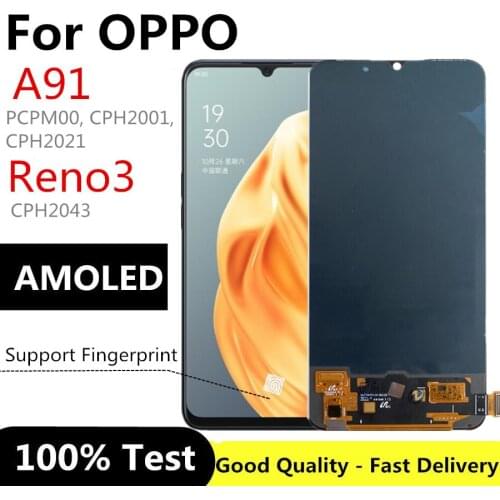 For OPPO Reno3 CPH2043 LCD Reno 3 Display Screen Touch Panel Screen Digitizer For OPPO A91 LCD PCPM00, CPH2001, CPH2021 LCD