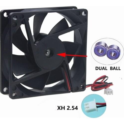 Gdstime 1 Pcs 12V Dual Ball Bearing Brushless DC PC CPU Cooling Fan 80mm x 25mm 2Pin 0.2A 2800RPM 80x80x25mm