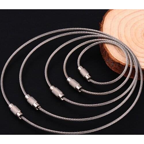 10PCS EDC Stainless Steel Wire Keyring Cable Rope Keychain Outdoor Camping Backpack Hanging Key Holder Accessories J228