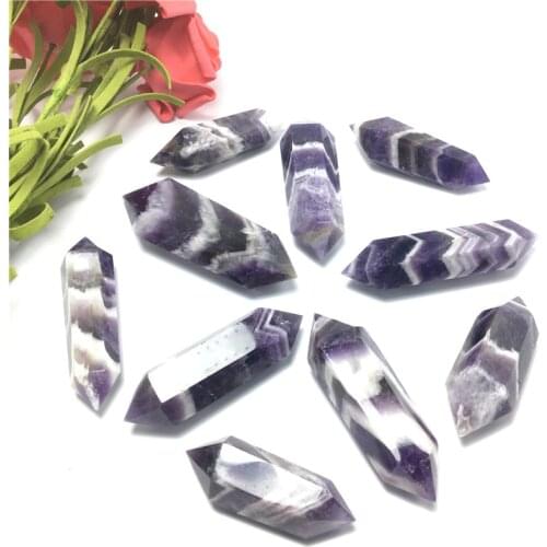 10pcs/lot Natural Dream Amethyst Crystal Quartz Point Double Pointed Mineral Healing Home Decoration
