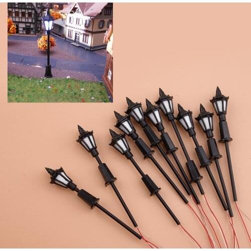 10Pcs OO HO Scale 1:75 Model Railway 3V LED Lamppost Lamps Street Lights Decoration