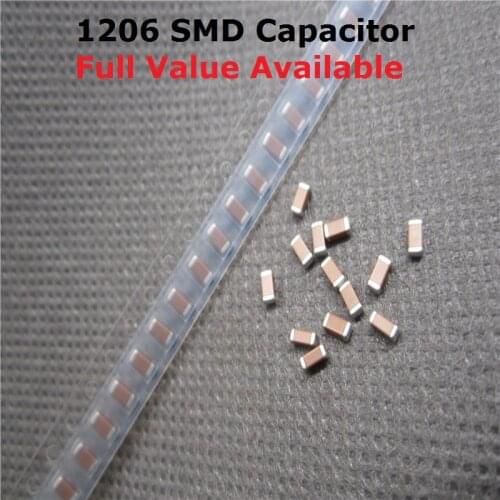 100PCS 1206 334 474 105 225 475 K/M/Z 330NF 470NF 1UF 2.2UF 4.7UF 50V Ceramic capacitor 0.33UF 0.47UF capacitance kit