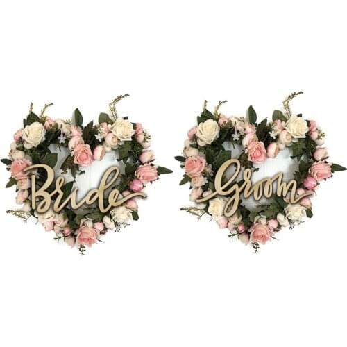 2pcs Unfinished Bride and Groom Wedding Wooden Chair Banner Sign Decorations Home Party Ornament Photo Booth Prop