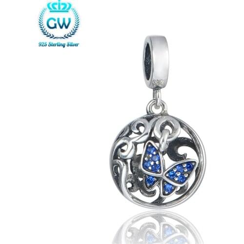 2016 New 925 Sterling Silver Flying Butterfly Bead Charm Bracelets Bangles Charms GW Brand Jewellery S403