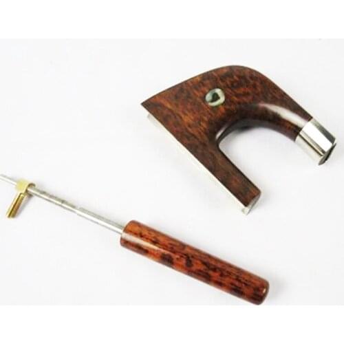 3/4 Letterwood Frog w/ Screw fit Double Upright Bass Germany Style Bow Abalone