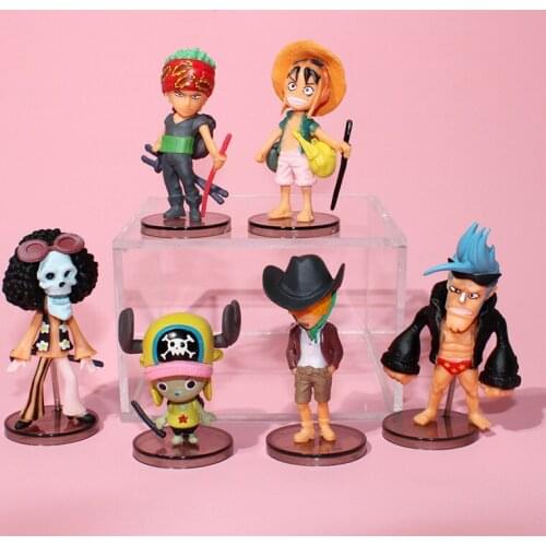 6pcs/set One Piece Janpanese Anime Toy Figure Doll Monkey D. Luffy Roronoa Zoro Chopper Cake Decorations Office Ornaments New