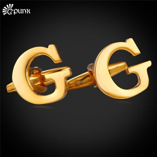 Alphabet G Men Cufflinks High Quality Cuff Buttons Gold/ color Trendy Personalized Mens Gift Wholesale C2037G