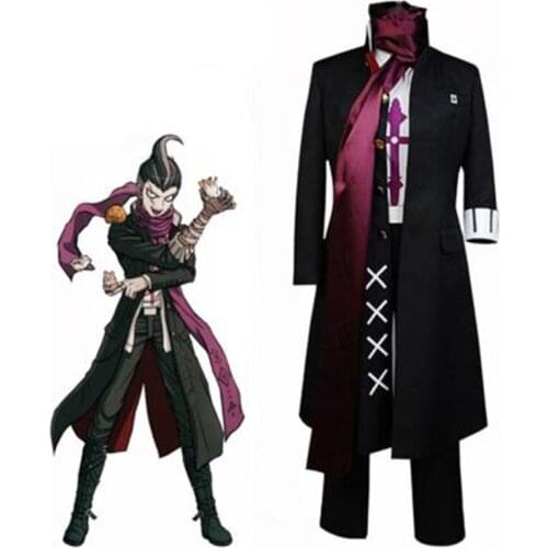 Anime Danganronpa 2 Wig Gundham Tanaka Cosplay Costumes Coat Pants Sarf Uniforms Hair Suits For Men Boys Dangan-ronpa Clothes
