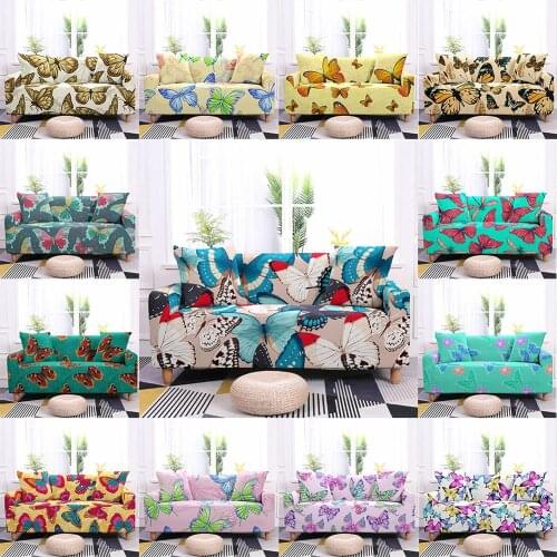 Butterfly Pattern Sofa Cover Elastic Spandex Sofa Slipcover for Living Room Couch Cover Furniture Protector 1/2/3/4 Seaters