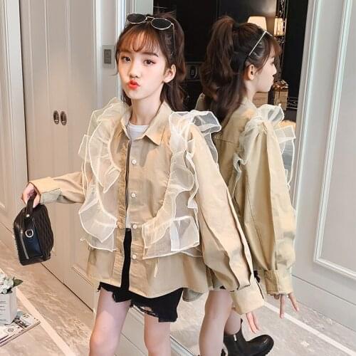 Vintage Kids Girls Patchwork Dresses Princess Autumn Long Sleeve Girl Shirt Collar Dress Children Clothes Kids Costume 10 12 13Y