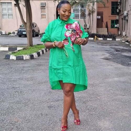 Sequin Embroidery Turn-down Collar Long Shirt Spring Autumn Fashion Yellow Print Casual Cute Women Blouse Dresses Office Lady